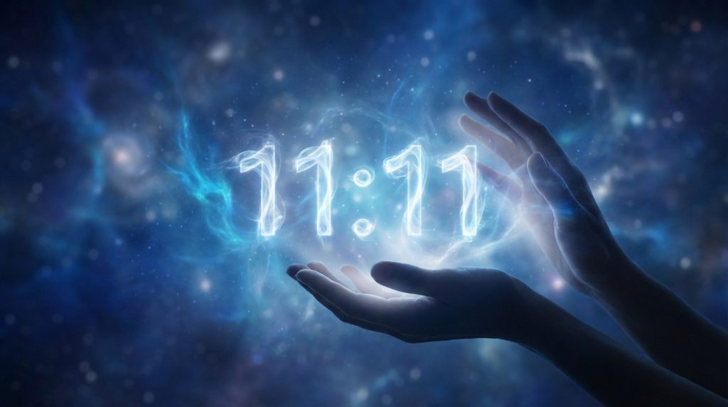 Heure miroir 11h11 symbolisant la synchronicité et l'alignement spirituel