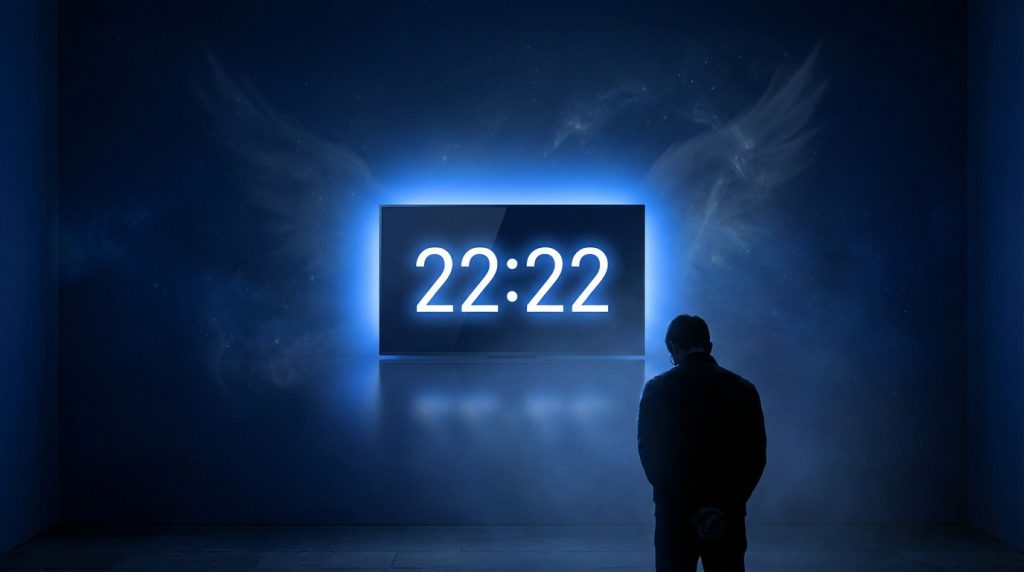 Heure miroir 22h22 symbolisant l'alignement et la synchronicité spirituelle