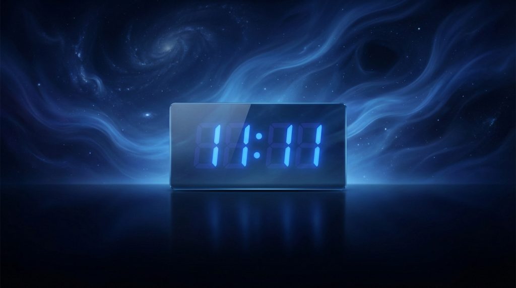 Illustration of 11h11 clock symbolizing spiritual awakening and synchronicity