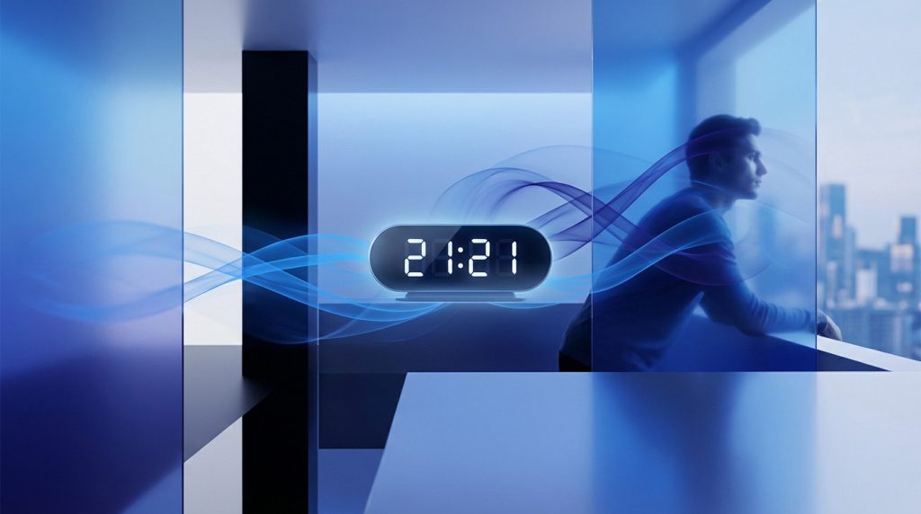 Heure miroir 21h21 symbolisant réussite et accomplissement personnel