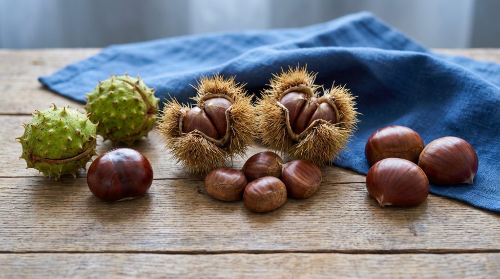 Comparaison entre la bogue de châtaigne comestible et celle de marron d'Inde