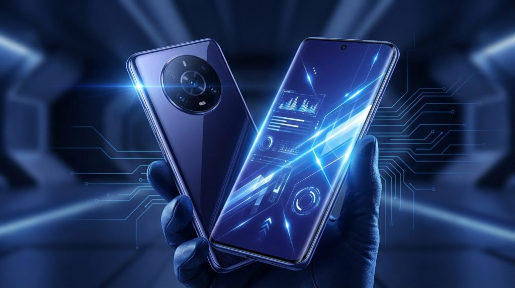 Honor Magic 7 smartphone showcasing Snapdragon 8 Elite and LTPO OLED display