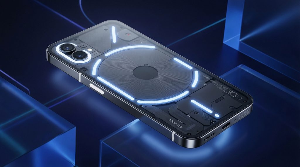 Nothing Phone 3 showcasing transparent design and Glyph interface