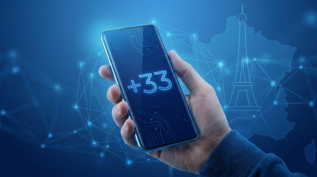 Illustration of international dialing format with +33 for France calls