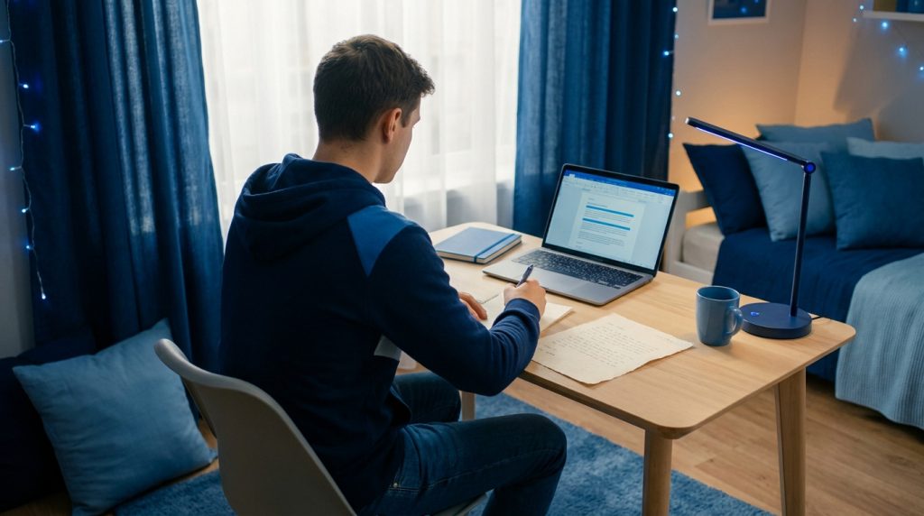 Étudiant rédigeant une lettre de motivation personnalisée pour admission en master en 2026