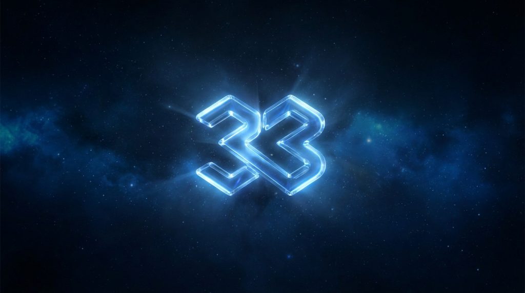 Symbolic representation of the number 33, illustrating its spiritual and material significance.