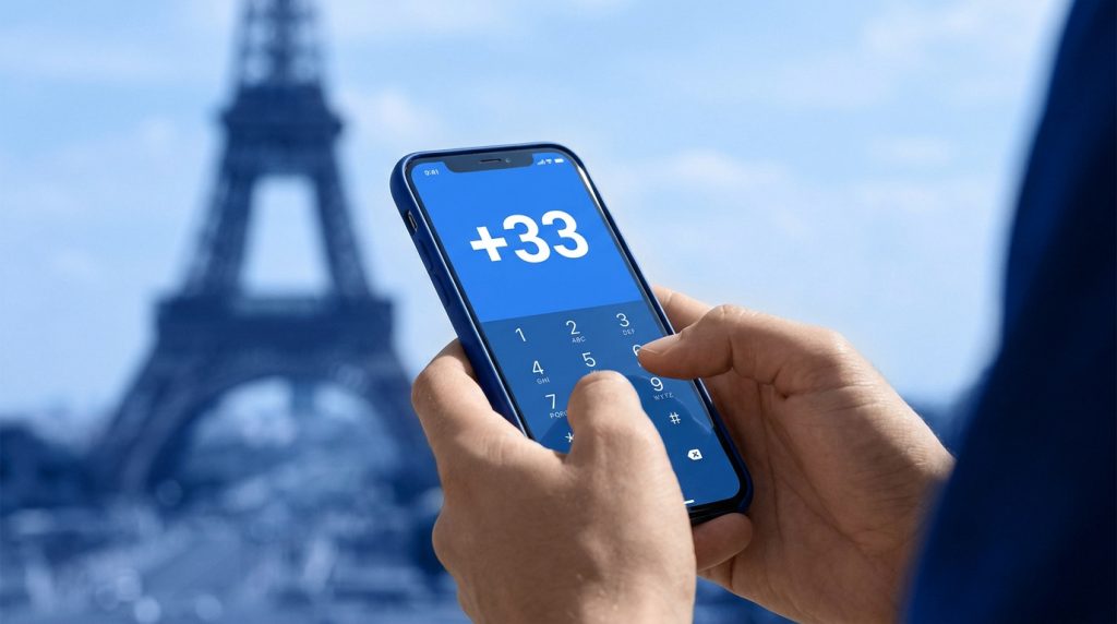 Illustration of the French telephone code +33 for international calls