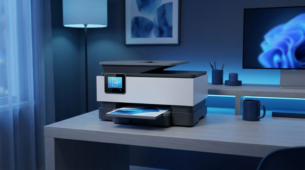 HP OfficeJet 3831 multifunction printer with automatic document feeder and Wi-Fi connectivity