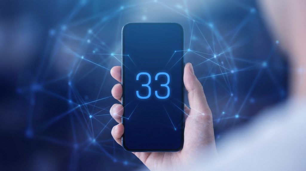 Illustration of the +33 international dialing code for France, highlighting its importance for international calls.