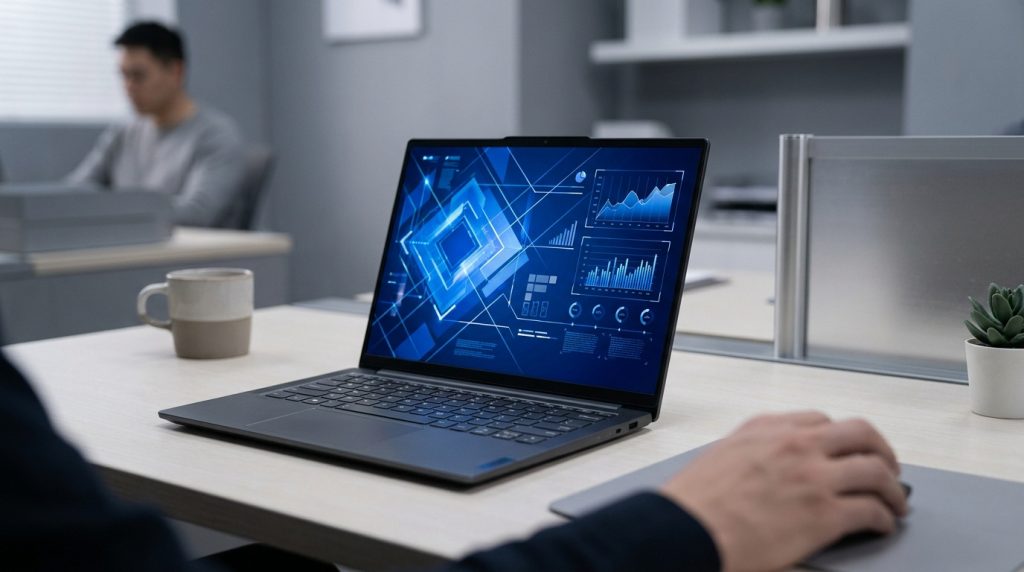 Lenovo Yoga Slim 7 14IMH9 laptop with OLED display in Luna Grey
