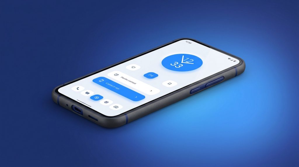 Le téléphone 33 avec châssis en polymère recyclé et interface épurée, symbole d'innovation mobile française.