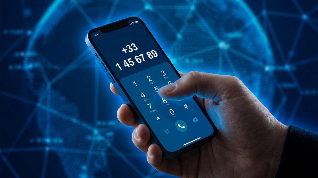 Illustration of international phone dialing format with +33 for France