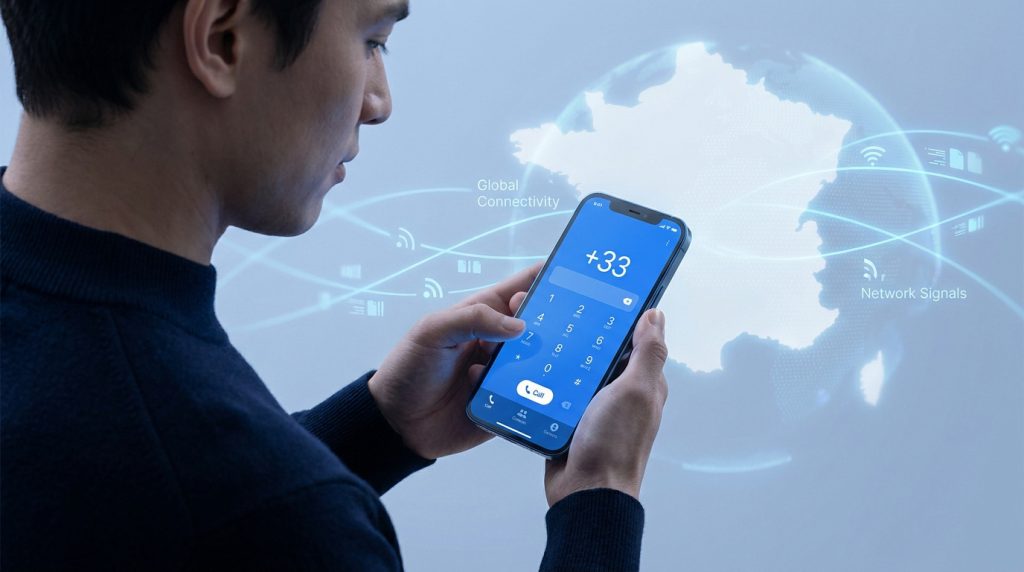 Indicatif +33 pour appeler en France depuis l'étranger, code essentiel pour les communications internationales.