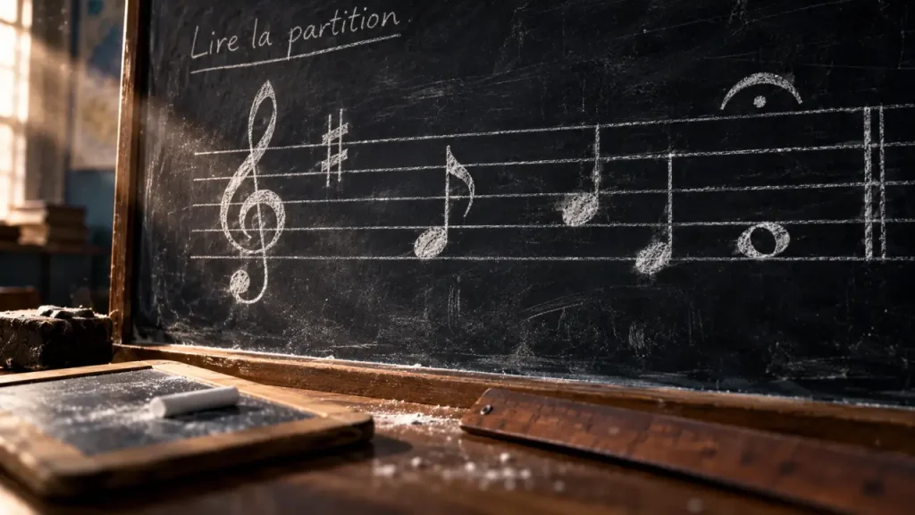Symbole musique signification : clé de sol et point d’orgue sur une portée